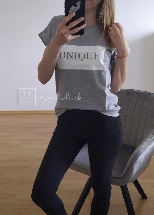 Dámske sivé tričko UNIQUE