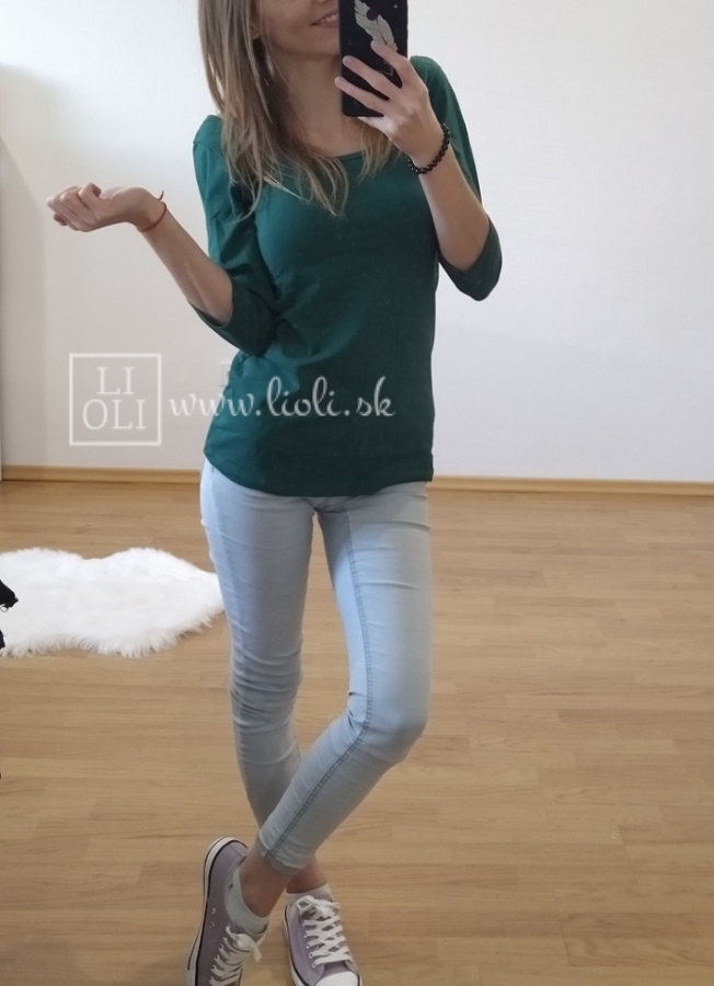Basic tričko s okrúhlym výstrihom smaragdovo zelené