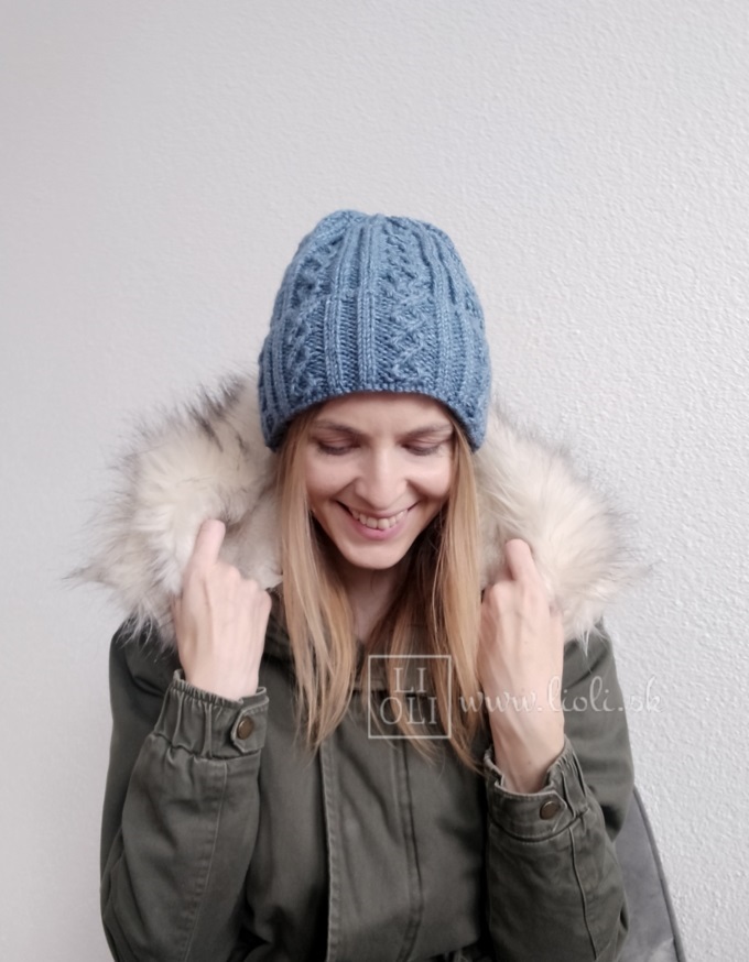 Dámska pletená čiapka Marzena Jeans blue