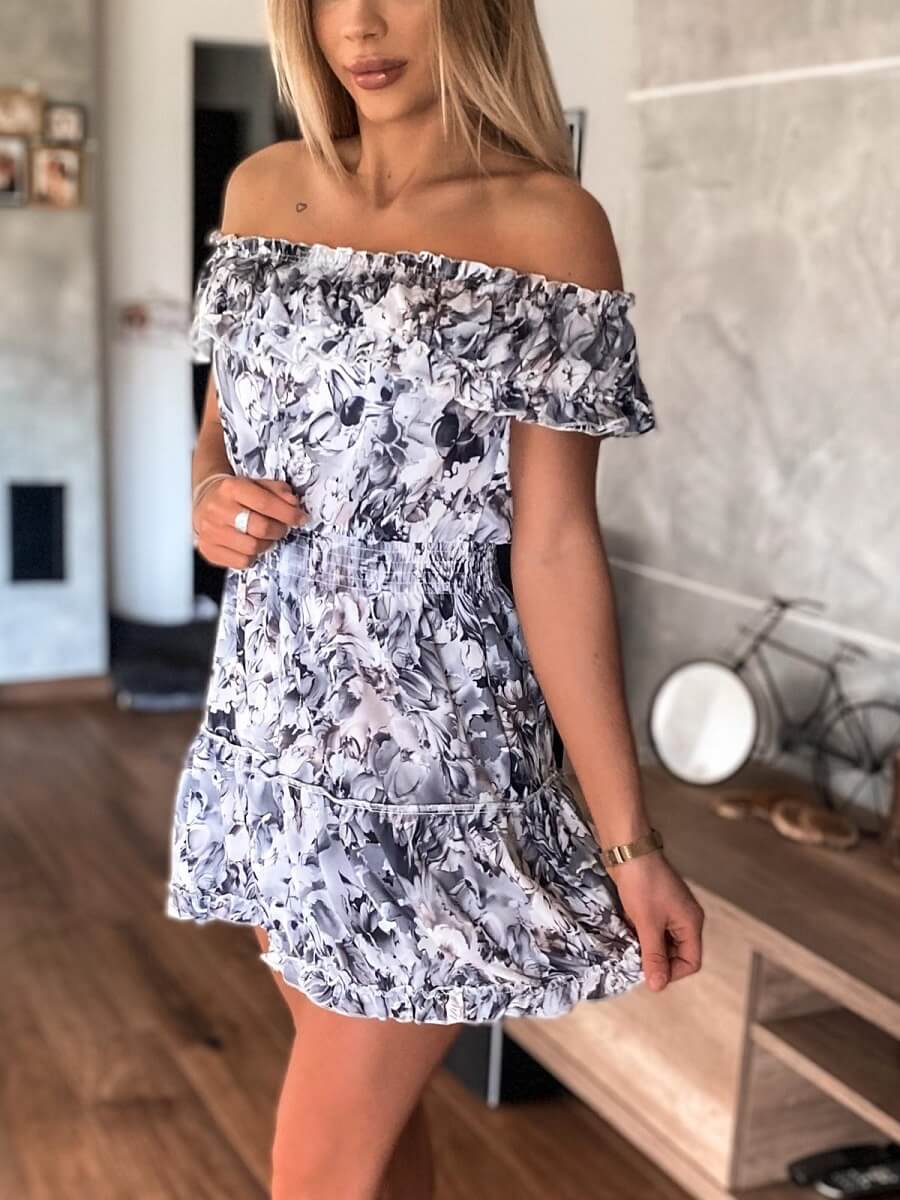 Dámske kvietkované šaty Shoulder off