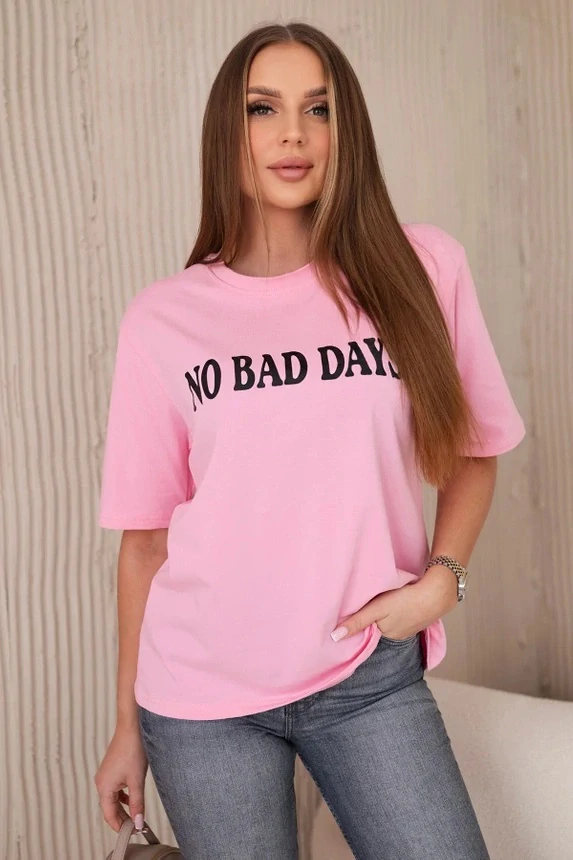 Dámske ružové tričko No Bad Days s krátkym rukávom