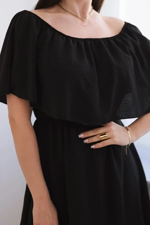 Letné šaty CASSANDRA Off Shoulder čierne