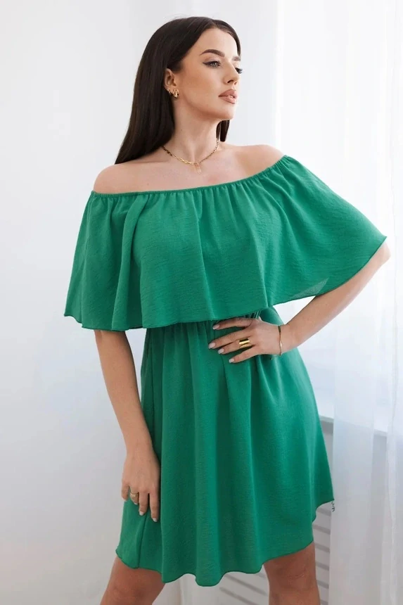 Letné šaty CASSANDRA Off Shoulder green