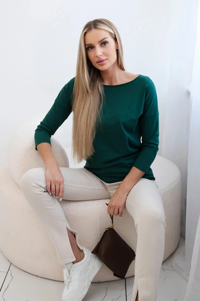 Dámske tričko CASUAL s lodičkovým výstrihom smaragdové