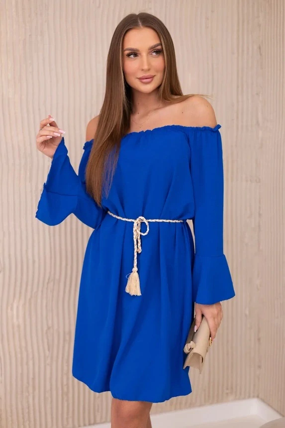 Šaty španielského strihu s dlhým rukávom GINA Blue