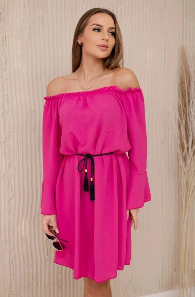 Šaty španielského strihu s dlhým rukávom GINA pink