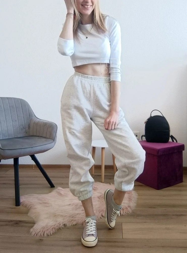 Dámsky crop top s 3/4 rukávom biely