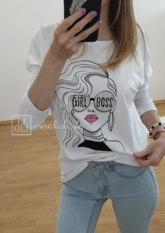 GIRL BOSS Tunika s 3/4 rukávom biela