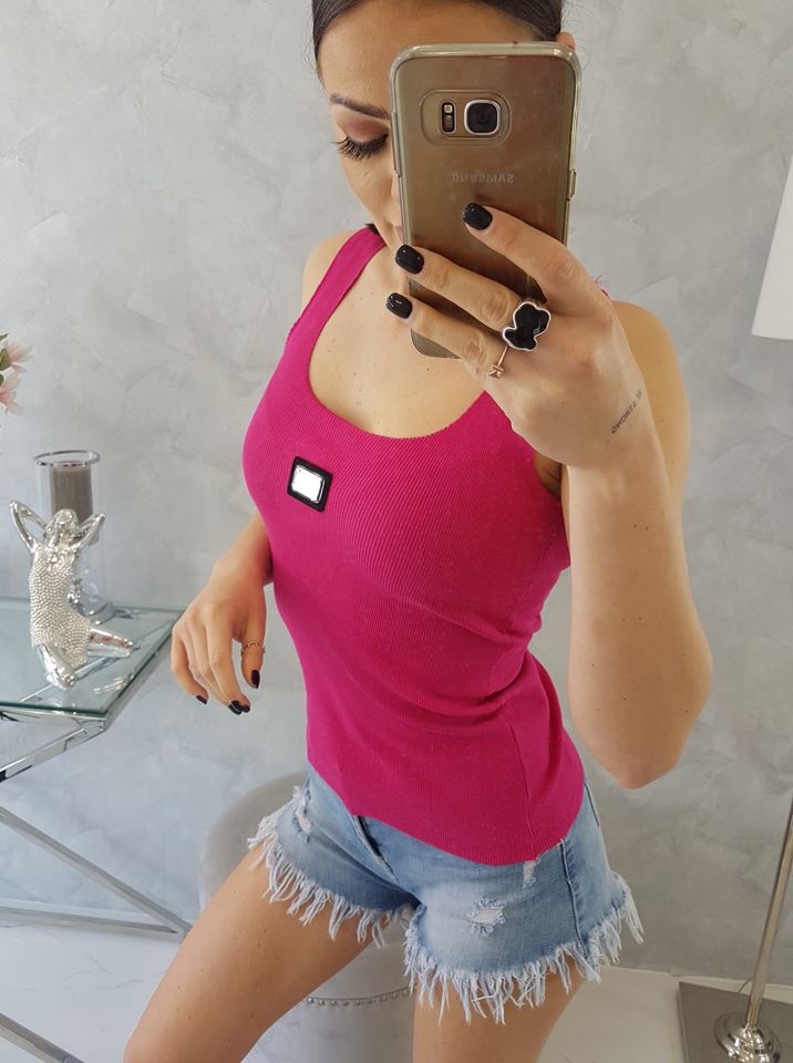 Basic fuchsiový top na ramienka FASHION
