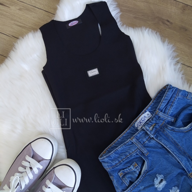 Basic čierny top na ramienka FASHION