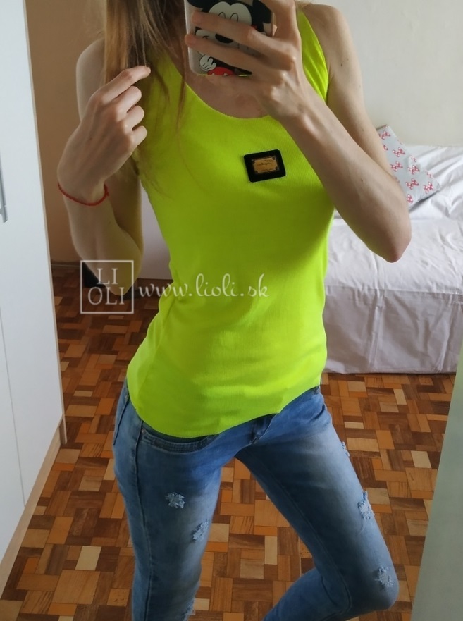 Basic neonovo žltý top na ramienka FASHION