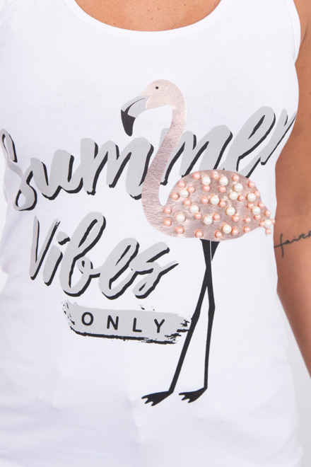 Dámske bavlnené tielko FLAMINGO white