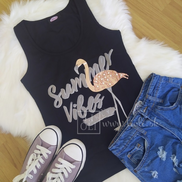 Dámske bavlnené tielko FLAMINGO black