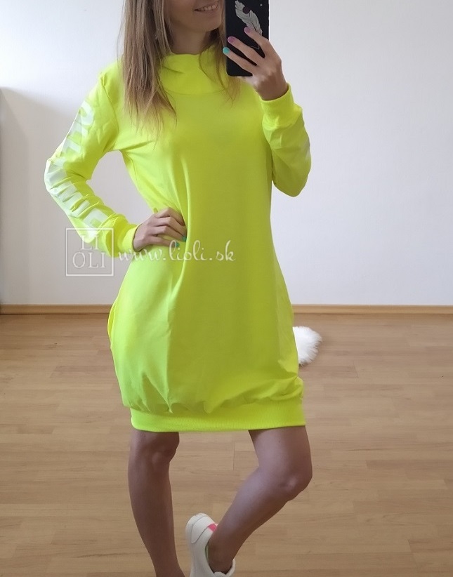 Dámske mikinové šaty Off white neon žlté