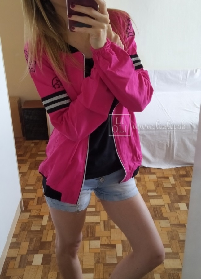 Fuchsiová bomber mikina ARMY s nášivkami