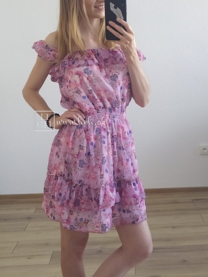 Romantické fialové šifónové šaty Flora