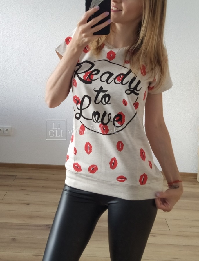 Dámske béžové tričko Ready to love