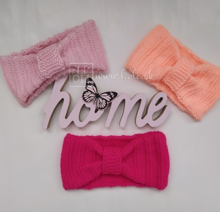 Dámska pletená HANDMADE čelenka fuchsiová