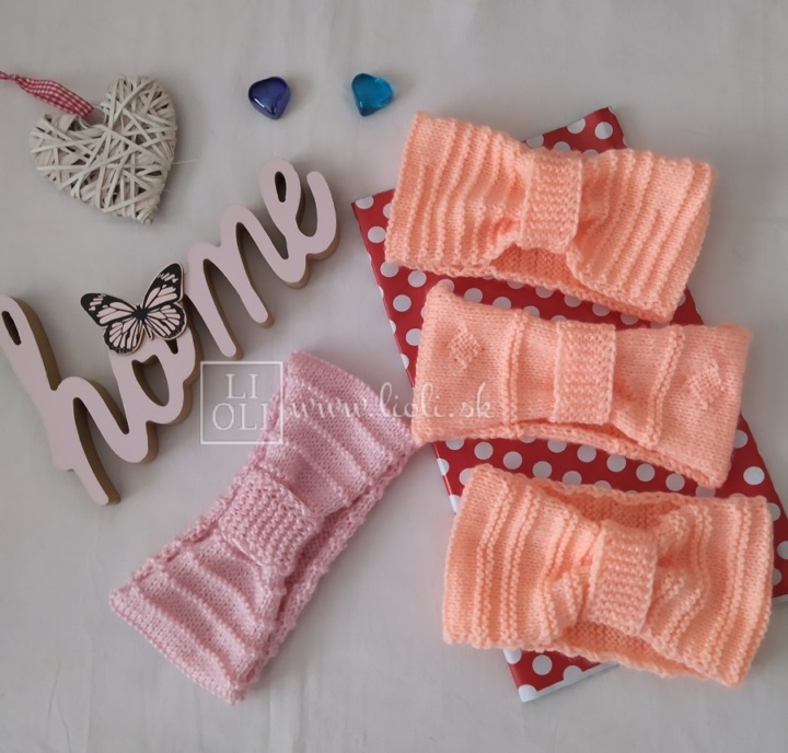 Dámska svetloružová pletená HANDMADE čelenka