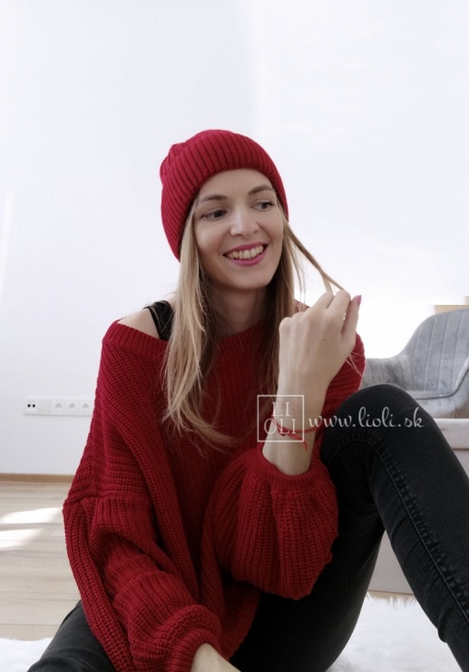 Dámska rebrovaná červená čiapka Malvina