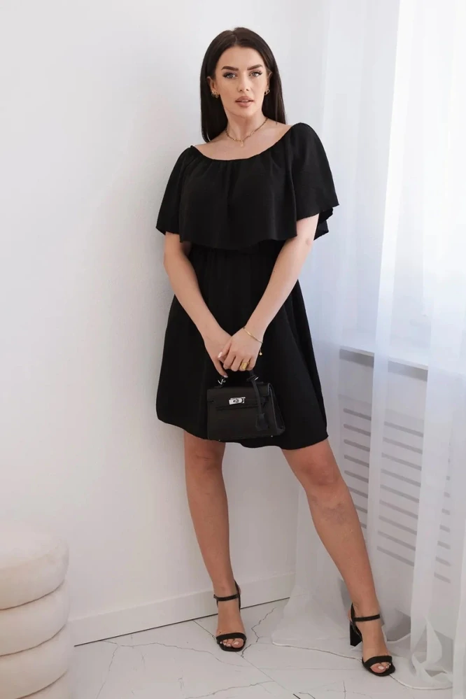Letné šaty CASSANDRA Off Shoulder čierne