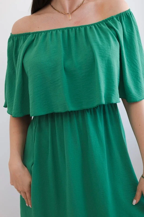 Letné šaty CASSANDRA Off Shoulder green