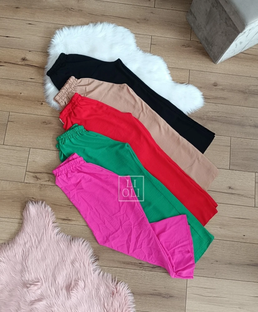 Široké pink viskózové nohavice INDI