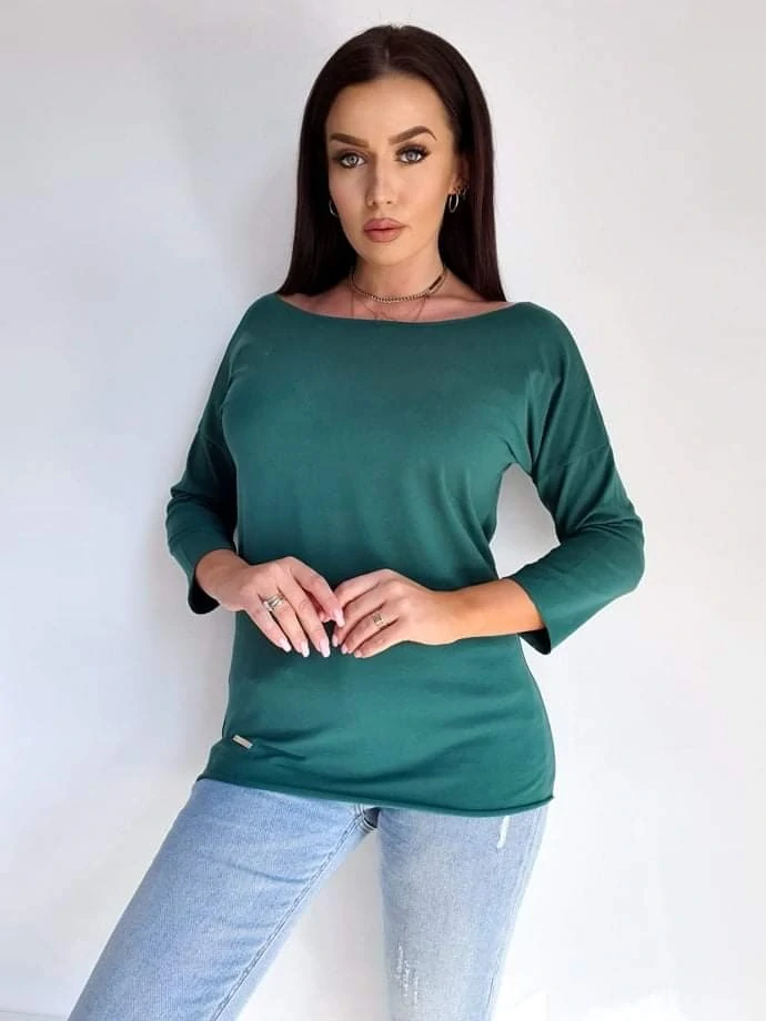 Dámske tričko CASUAL s lodičkovým výstrihom smaragdové