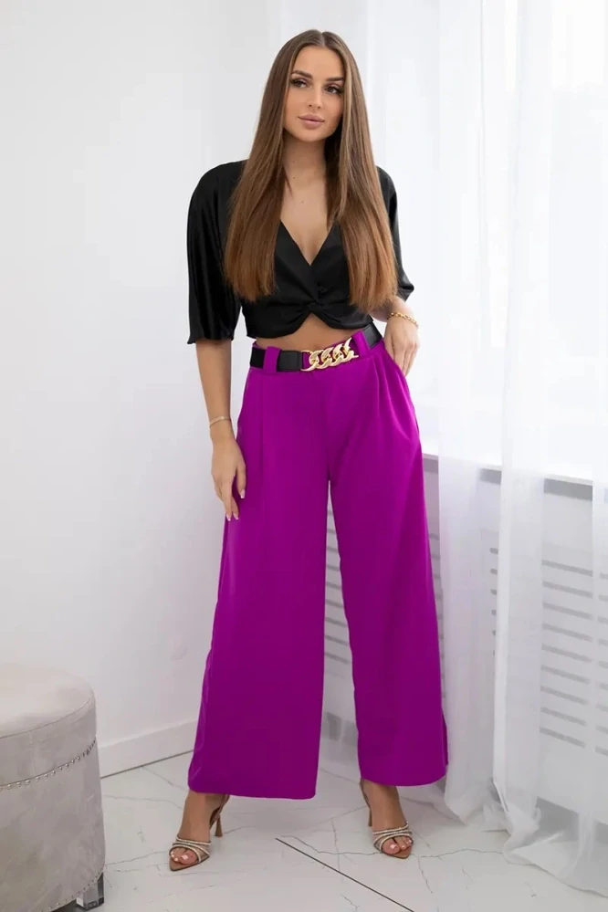 Dámske široké viskózové nohavice JANE purple