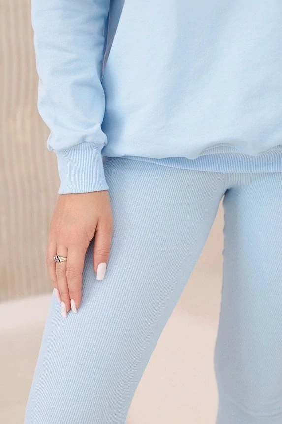 Bavlnená BASIC baby blue súprava: Oversize mikina a rebrované legíny