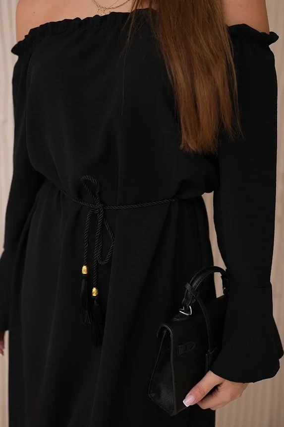 Šaty španielského strihu s dlhým rukávom GINA black