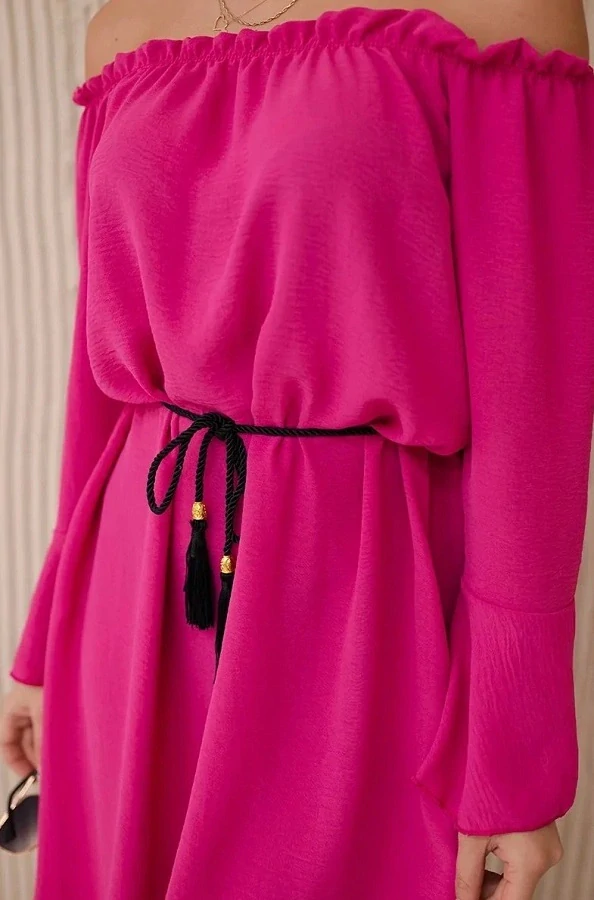 Šaty španielského strihu s dlhým rukávom GINA pink