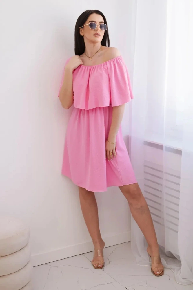Letné šaty CASSANDRA Off Shoulder baby pink