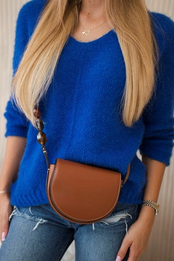 Basic pletený sveter s v-výstrihom LANA Blue