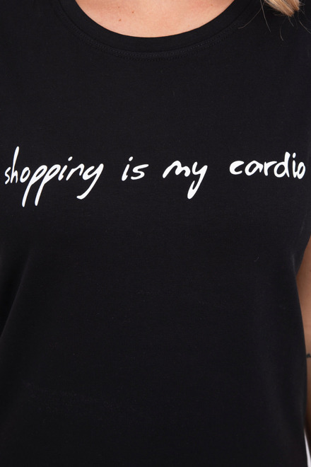 Dámske čierne tričko Shopping is my cardio