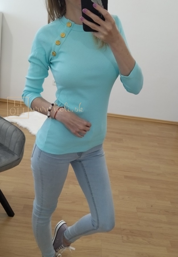 Dámske mimt tričko so zlatými gombíkmi