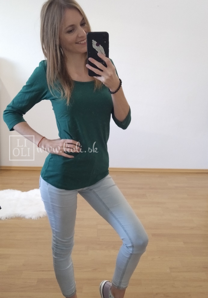 Basic tričko s okrúhlym výstrihom smaragdovo zelené