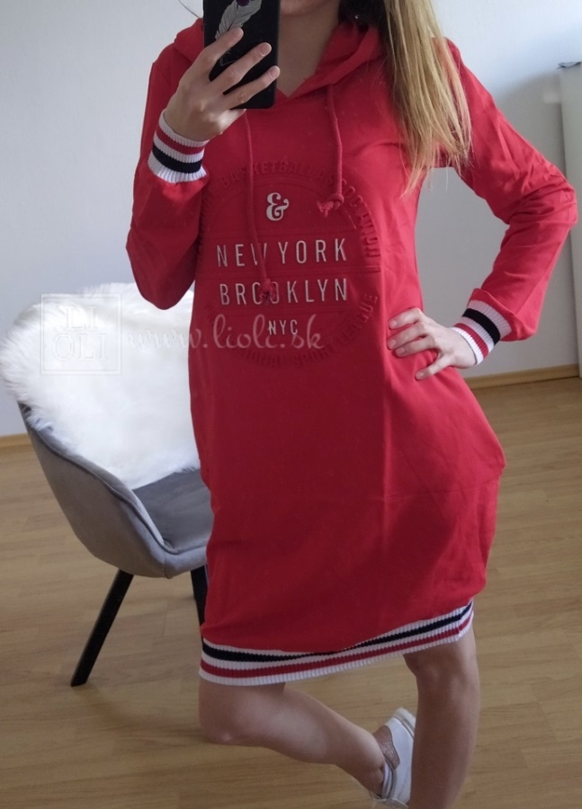 Dámske červené mikinové šaty Brooklyn