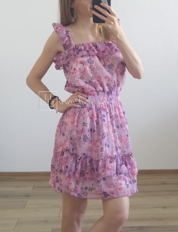 Romantické fialové šifónové šaty Flora