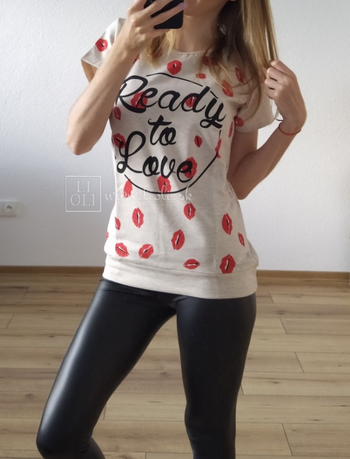 Dámske béžové tričko Ready to love