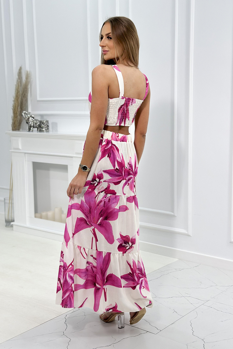 Dámska kvietkovaná letná súprava - Crop top a maxi sukňa