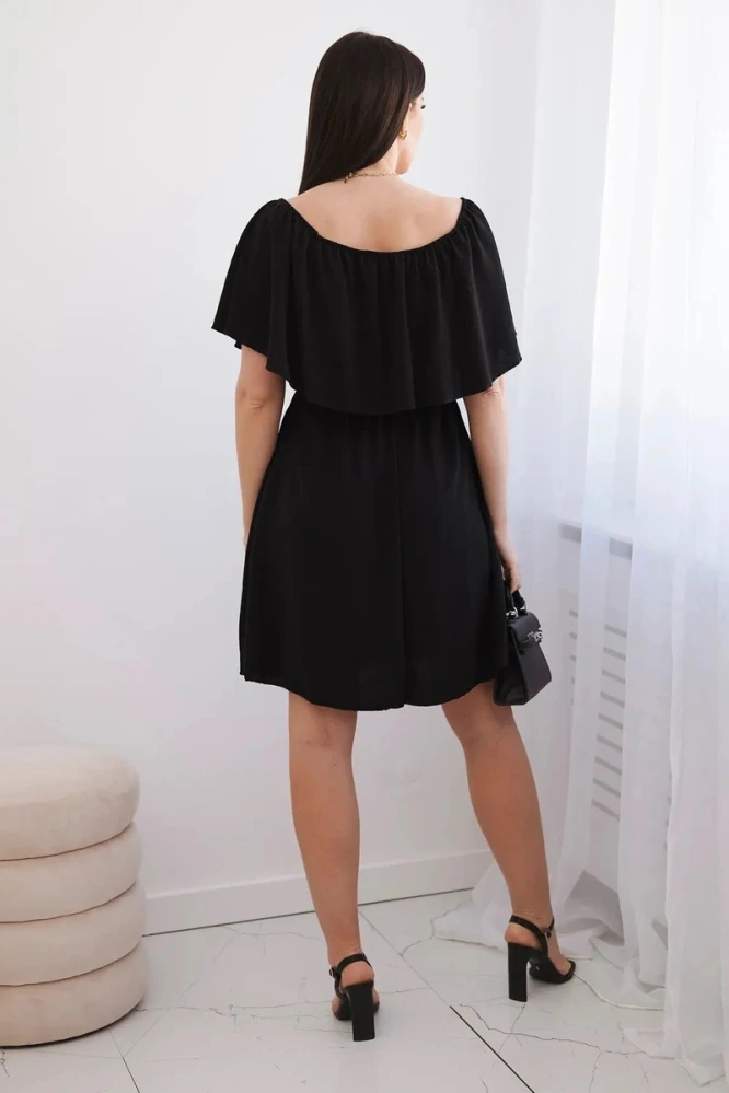 Letné šaty CASSANDRA Off Shoulder čierne