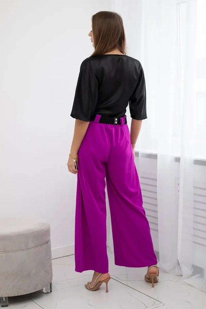 Dámske široké viskózové nohavice JANE purple