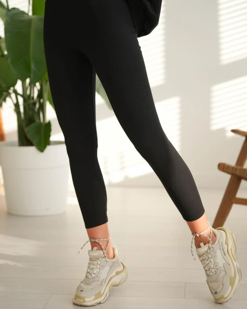 Bavlnená BASIC Black súprava: Oversize mikina a rebrované legíny
