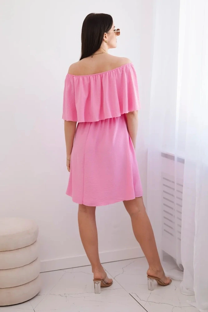 Letné šaty CASSANDRA Off Shoulder baby pink