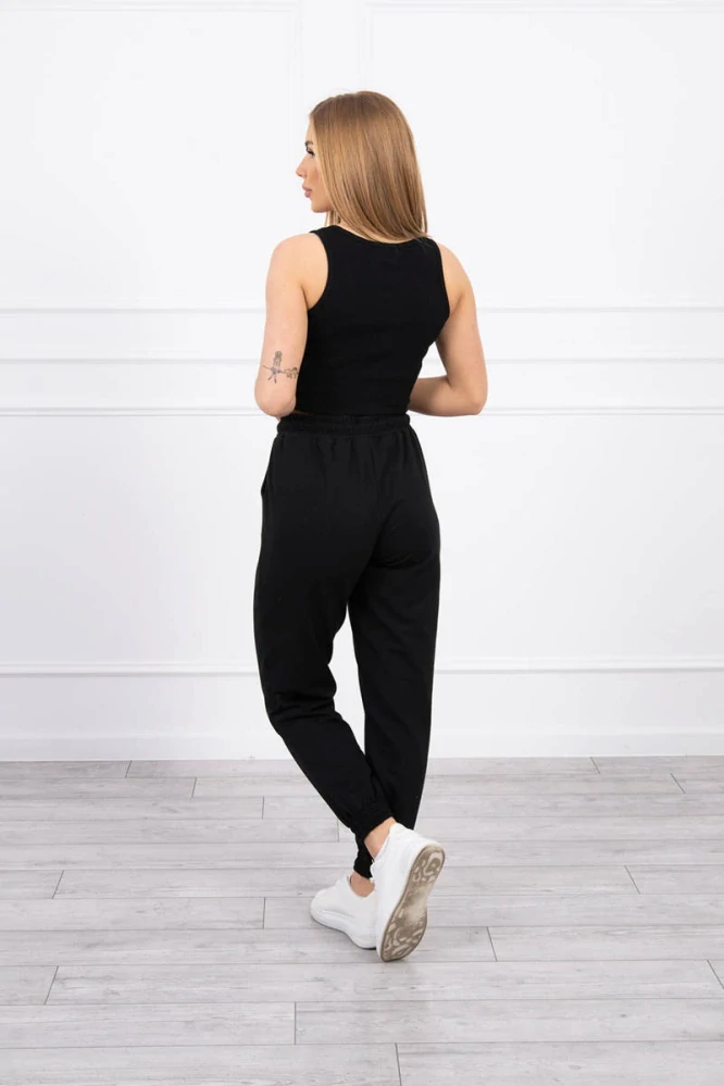 Bavlnená BASIC Black súprava: top a tepláky