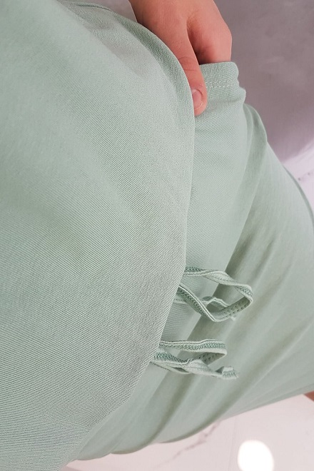 Viskózové matcha tea šaty s viazaním v pase