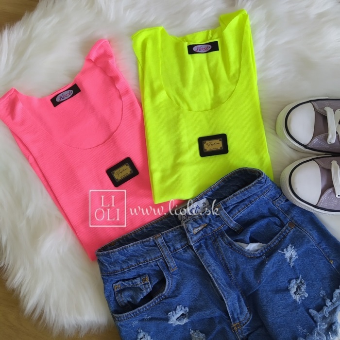 Basic neonovo žltý top na ramienka FASHION
