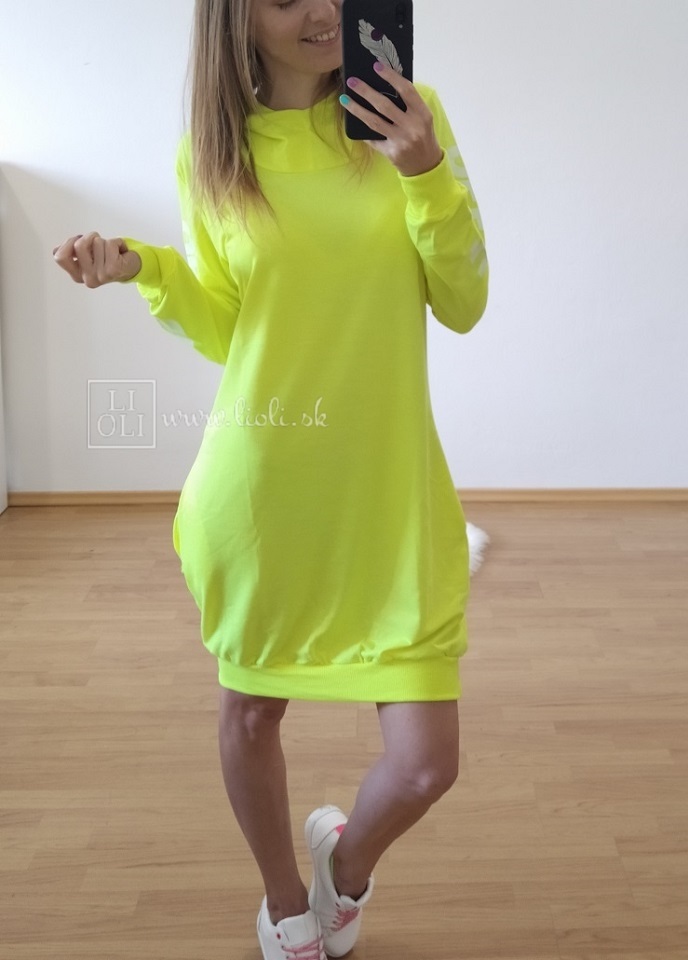 Dámske mikinové šaty Off white neon žlté