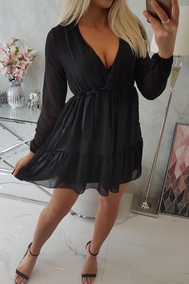 Dámske čierne šifónové šaty MIKA